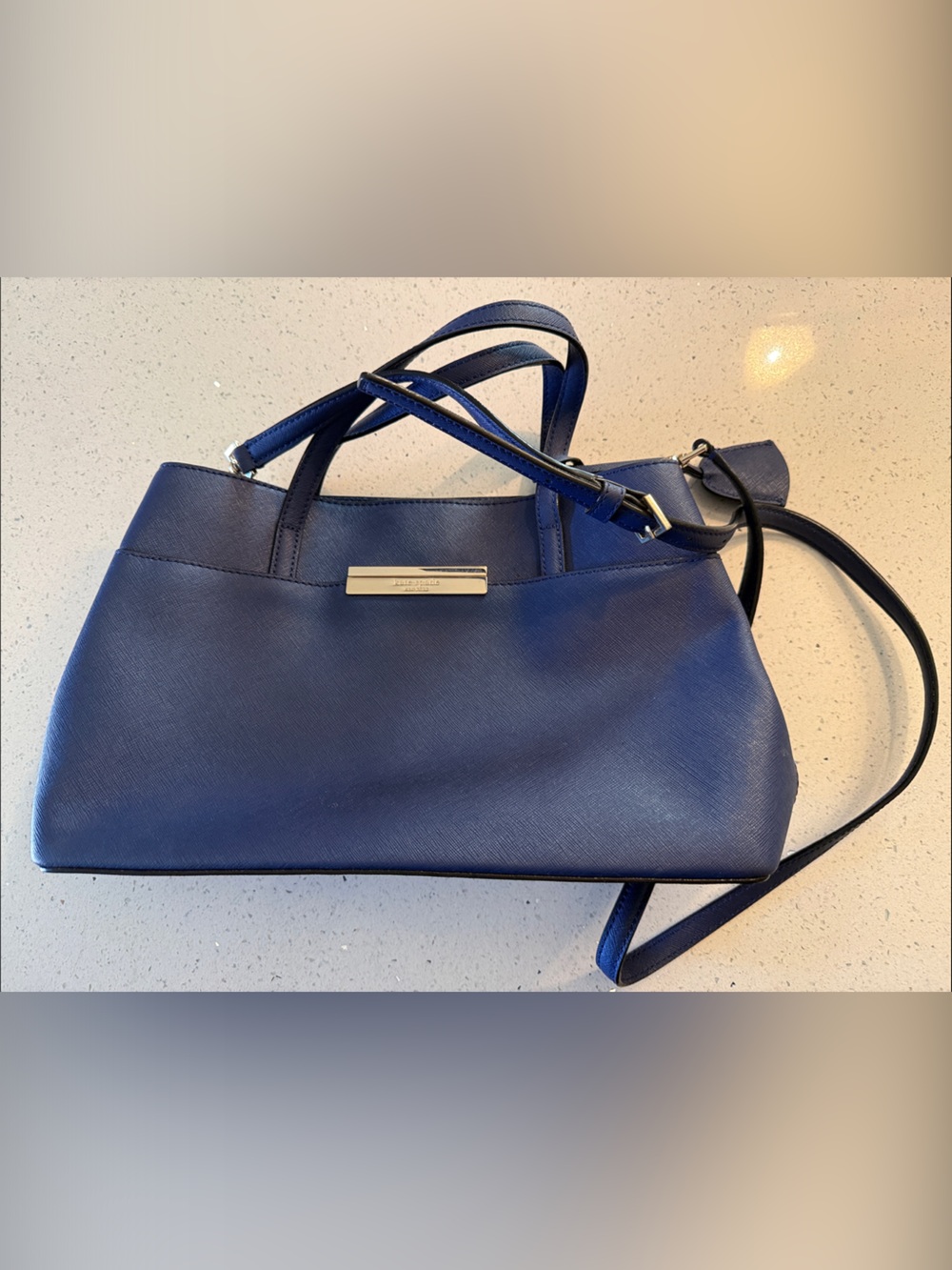 kate spade Navy Leather Shoulder Bag with Gold Plaque